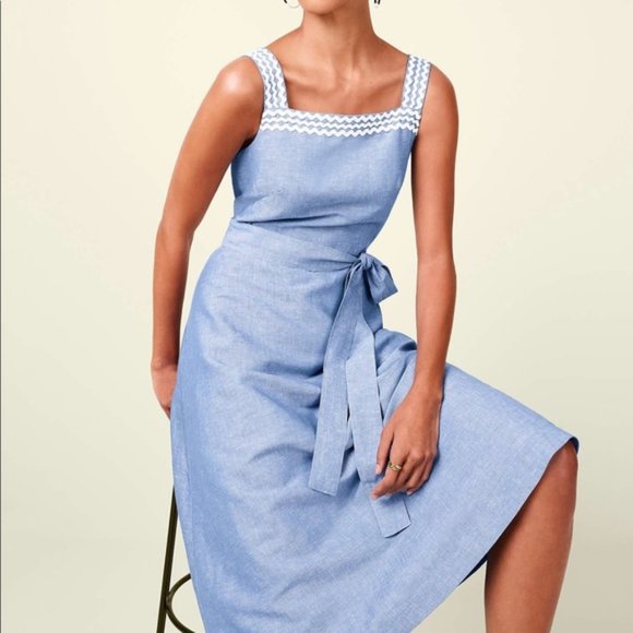 ANN TAYLOR TALL CHAMBRAY MIDI DRESS SIZE 6 - Picture 1 of 4